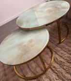 Marmeren salontafels van glas, Huis en Inrichting, Tafels | Salontafels, Ophalen, 50 tot 100 cm, Rond, Nieuw