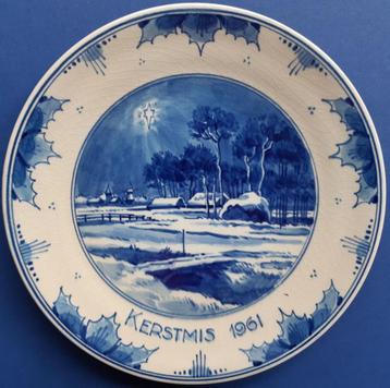 Kerstmis 1961 Porceleyne Fles 18cm (6) Sneeuwlandschap ster beschikbaar voor biedingen