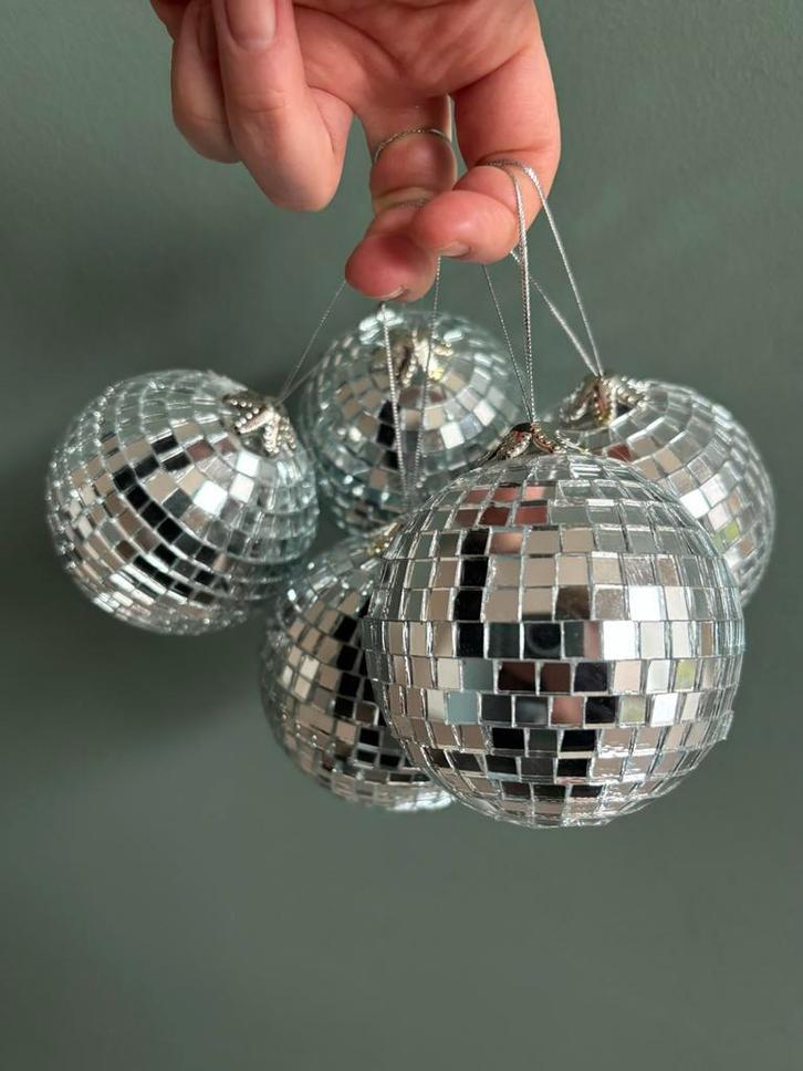 5 Disco Kerstballen discoballen kersthanger 5 stuks kerst, Diversen, Kerst, Zo goed als nieuw, Ophalen of Verzenden
