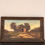 Landelijk schilderij met schuur en schapen – 93x53 cm