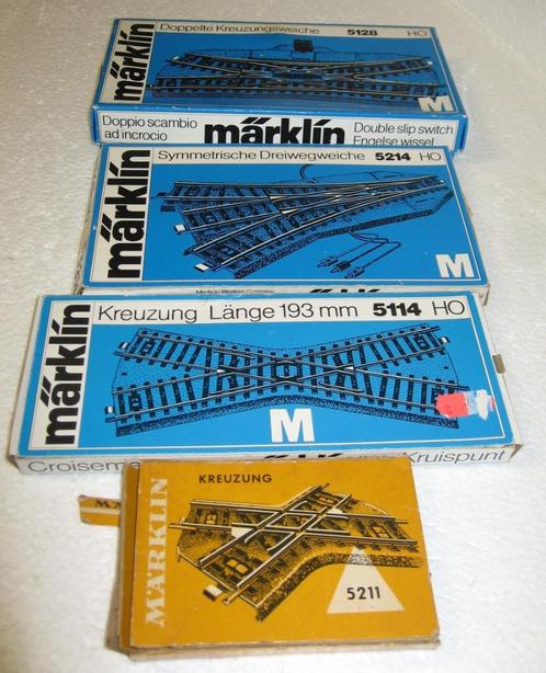 Marklin M rails Wissels 5128 5214 Kruispunt 5114 5211, Hobby en Vrije tijd, Modeltreinen | H0, Zo goed als nieuw, Rails, Wisselstroom