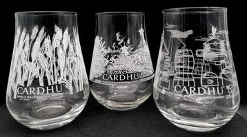 Prachtige set van 3 CARDHU whisky glazen beschikbaar voor biedingen