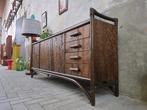 Jaren 70 Bamboe & Hout Lowboard | Retro Groot Dressoir Kast, 150 tot 200 cm, Vintage Retro Jaren 60 70 BOHO, Ophalen of Verzenden
