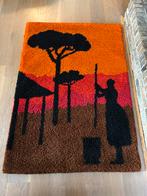 Retro / vintage Smyrna vloerkleed / wandkleed jaren 70, Huis en Inrichting, Gebruikt, 100 tot 150 cm, Bruin, Rechthoekig