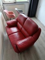 Rood leren bankje 175x140x100, Ophalen, Gebruikt