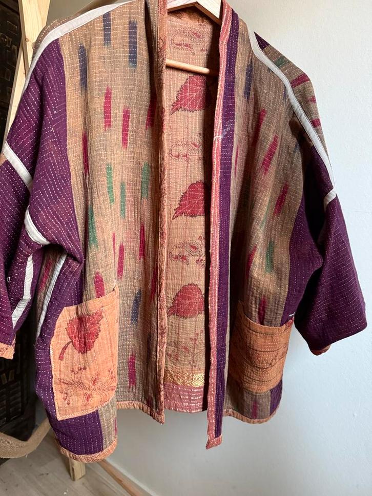 By-bar Kantha Jasje - Uniek & Reversibel one size, Kleding | Dames, Jasjes, Kostuums en Pakken, Zo goed als nieuw, Jasje, Maat 38/40 (M)