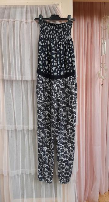 Patrizia Pepe zwart grijze zijde strapless jumpsuit S M beschikbaar voor biedingen