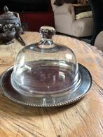 Verzilverde bord serveerbord hapjes met glazen stolp, Ophalen of Verzenden, Gebruikt