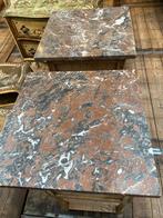 Twee Frans eiken kastjes nachtkastjes met marmer, Ophalen, Gebruikt, Minder dan 45 cm