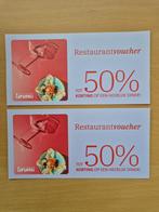 2 x restaurant voucher Bruna, Tickets en Kaartjes, Kortingen en Cadeaubonnen, Drie personen of meer, Kortingsbon, Overige typen