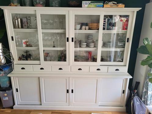 Landelijke buffetkast / vitrinekast, wit, zee van ruimte!, Huis en Inrichting, Kasten | Buffetkasten, Gebruikt, 200 cm of meer