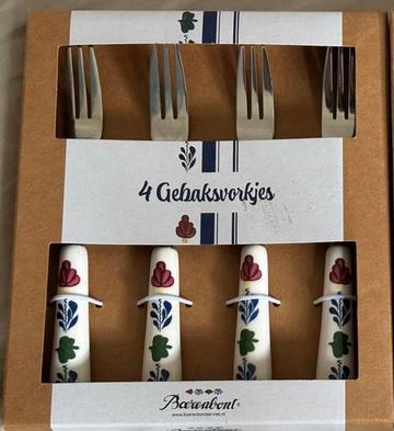 Boerenbont gebaksvorkjes set origineel, Antiek en Kunst, Antiek | Bestek, Ophalen