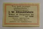 Sigarenmagazijn   J.W. KRAAKMAN   AMSTERDAM, Verzamelen, Verzenden, Zo goed als nieuw, Luciferdoosjes of -merken