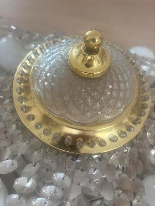 Vintage plafondlamp met kristallen kralen, Huis en Inrichting, Lampen | Plafondlampen, Zo goed als nieuw, Kunststof, Ophalen of Verzenden