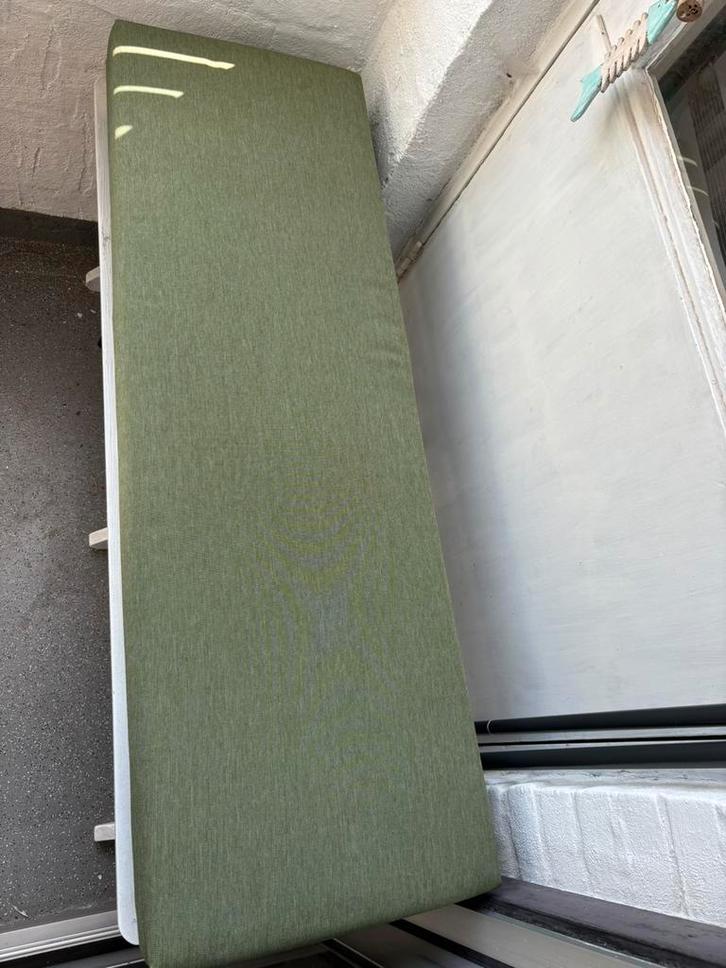 Bankkussen 2x, Huis en Inrichting, Woonaccessoires | Kussens, Zo goed als nieuw, Groen, Rechthoekig, Ophalen