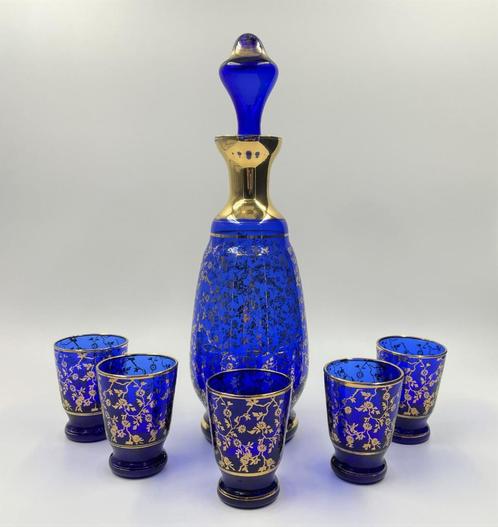 Kobalt blauwe decanteer set, Antiek en Kunst, Antiek | Glas en Kristal, Verzenden