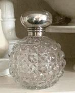 KRISTALLEN PARFUMFLES ZILVEREN KRAAG ZILVER DOP, Ophalen of Verzenden