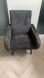 Antraciet kleur fauteuil  met zwarte pootjes, Verzenden, Zo goed als nieuw, Stof, 50 tot 75 cm