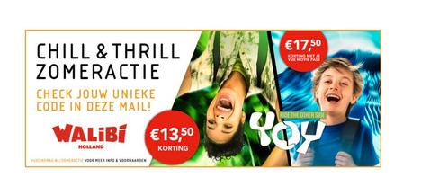 Walibi kortingscode: 2x €13,50 korting per voucher!, Tickets en Kaartjes, Beurzen, Drie personen of meer