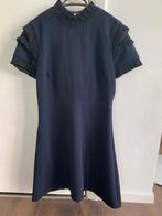 Marineblauw Sandro Cody mini jurk met ruche wafelstof mt 38, Maat 38/40 (M), Blauw, Sandro, Nieuw