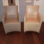 6 Stoelen Fauteuils Van Bert Plantagie 4 taupe 2 beige leer, Huis en Inrichting, Stoelen, Ophalen, Gebruikt, Bruin, Leer