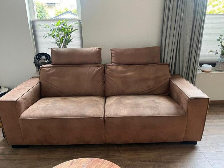 Bank 3-zits cognac, Huis en Inrichting, Banken | Bankstellen, Gebruikt, 200 tot 250 cm, 75 tot 100 cm, Ophalen