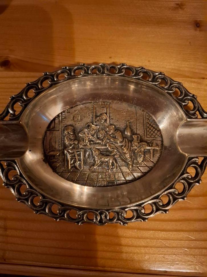 Verzilverde Asbak met Tafereel, Antiek en Kunst, Antiek | Overige Antiek, Ophalen