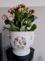 Vintage Bareuther bloempot, vogels, bloem,goud randje, 80's, Ophalen of Verzenden, Zo goed als nieuw, Rond