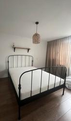 Industrieel stalen bedframe 160cm, Ophalen, Gebruikt, Eenpersoons, Zwart