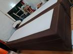 Tweepersoons boxspring bruin 140x200 cm met topper, Ophalen, Gebruikt, Bruin, Tweepersoons