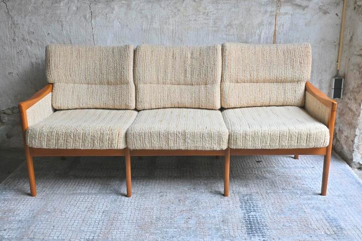 Mid-Century/vintage Driezits Sofa/bank  jaren 60, Huis en Inrichting, Banken | Bankstellen, Gebruikt, 75 tot 100 cm, Stof, Ophalen