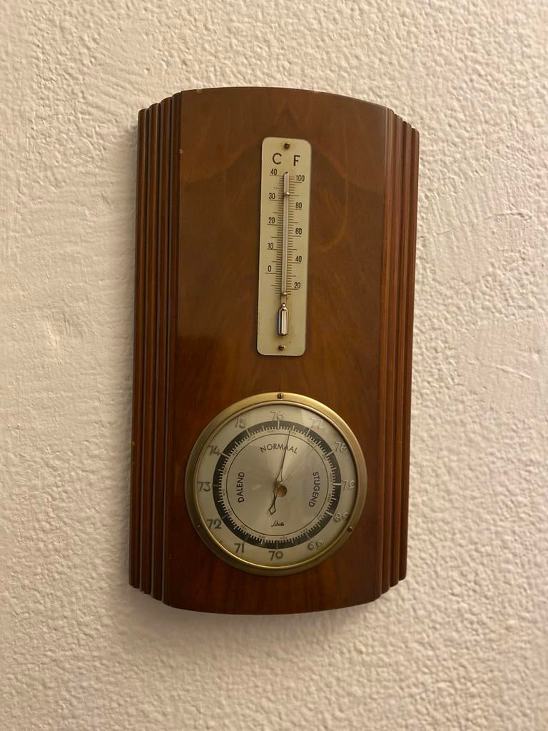 Art Deco Barometer met Thermometer, Ophalen of Verzenden