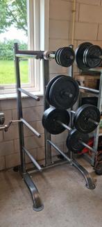 Stevig halterschijven opbergrek, Sport en Fitness, Fitnessmaterialen, Ophalen, Zo goed als nieuw, Halterschijven