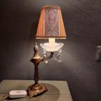 mooi brocante schemerlamp van koper met pegels en klemkapje, Ophalen of Verzenden