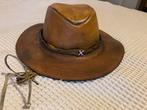 Duurzame klassieke | retro lederen hoed, Ophalen of Verzenden, Zo goed als nieuw, One size fits all, Hoed