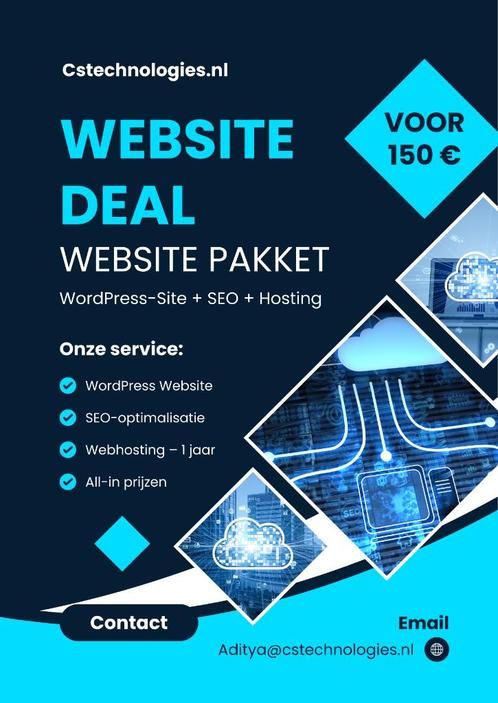 €150 WordPress Website Pakket – Alles voor jou!, Diensten en Vakmensen, Webdesigners en Hosting, Domeinregistratie, Webdesign