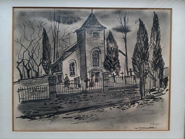 Nic Jennekens (1915-1984) - Oud Valkenburg - 1955, Antiek en Kunst, Kunst | Schilderijen | Klassiek, Ophalen of Verzenden