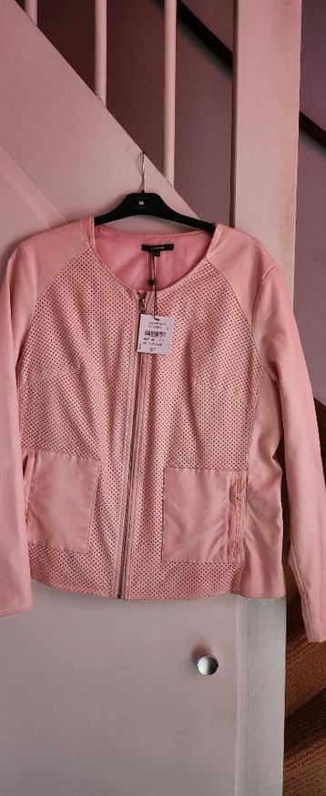 Gloednieuwe roze lederen dames jacket promiss maat 44 beschikbaar voor biedingen