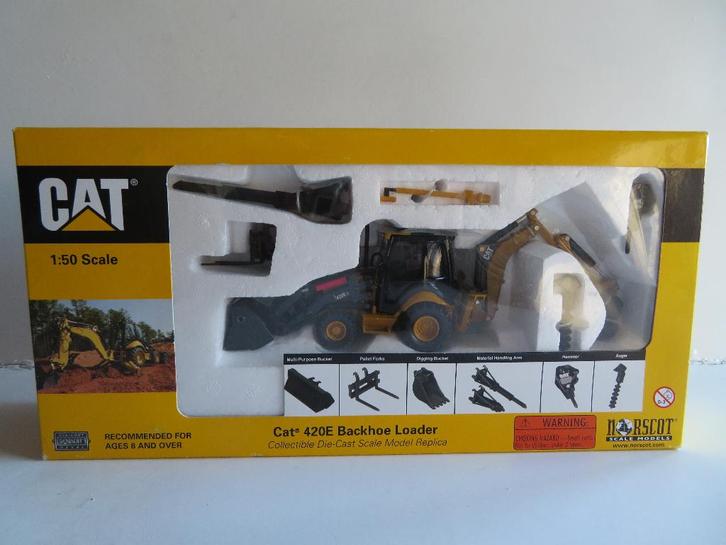 Norscot Cat 420E Backhoe Loader #55143 Laadschop 1:50, Hobby en Vrije tijd, Modelauto's | 1:50, Nieuw, Hijskraan, Tractor of Landbouw