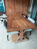 Teak kloostertafel 2,5m - Karaktervol!, Huis en Inrichting, Tafels | Eettafels, Ophalen, Gebruikt, 200 cm of meer, 50 tot 100 cm