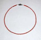 Ketting Bloedkoraal Parels Markasiet slotje, Ophalen of Verzenden, Overige materialen, Ketting, Met edelsteen