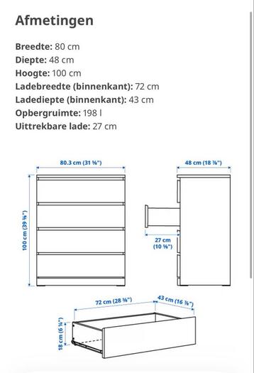 Malm IKEA ladekast met 4 lades - afbeelding 2