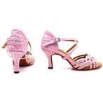 Roze danshakken met glitter salsa tango dansschoenen schoen, Verzenden, Nieuw, Roze, Dansschoenen