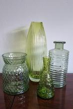 Verzameling groen glas vazen/ vaasjes, Antiek en Kunst, Ophalen of Verzenden