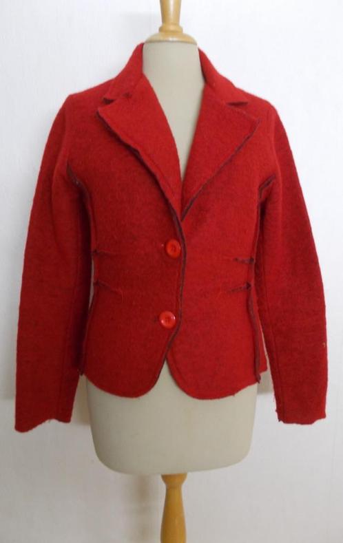 70% wol mix/vilt look apart jasje/vest! S, Kleding | Dames, Truien en Vesten, Zo goed als nieuw, Maat 38/40 (M), Rood, Verzenden