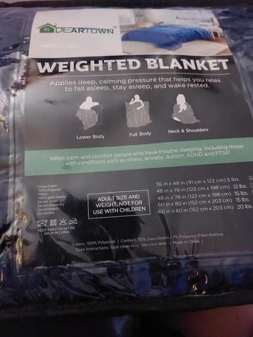 Verzwarings deken 91cm x 122cm voor volwassenen beschikbaar voor biedingen
