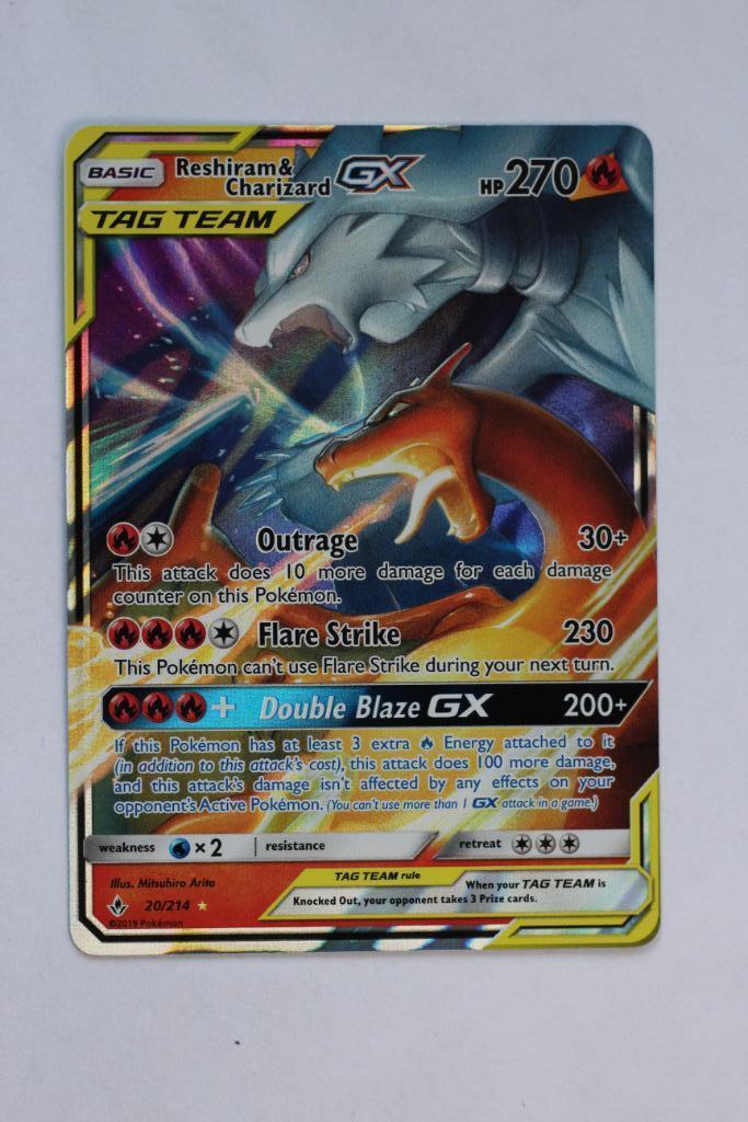 Reshiram & Charizard GX 20/214 Pokemon S&M Unbroken Bonds.., Hobby en Vrije tijd, Verzamelkaartspellen | Pokémon, Zo goed als nieuw