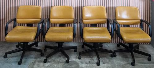 4 x Vintage vergaderstoelen Okergeel kantoor stoelen design, Huis en Inrichting, Stoelen, Zo goed als nieuw, Vijf, Zes of meer stoelen