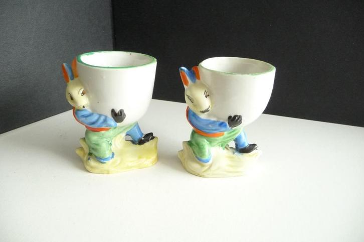 2 EIER DOPJES HAASJES IMPORT JAREN 60 70 PORSELEIN, Antiek en Kunst, Antiek | Porselein, Verzenden