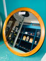 Vintage grenen spiegel ronde wandspiegel, Huis en Inrichting, Woonaccessoires | Spiegels, Ophalen